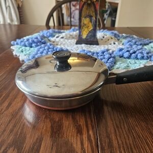 Revere Ware 1801 Stainless Steel Copper Bottom 7” Skillet Fry Pan W/Lid